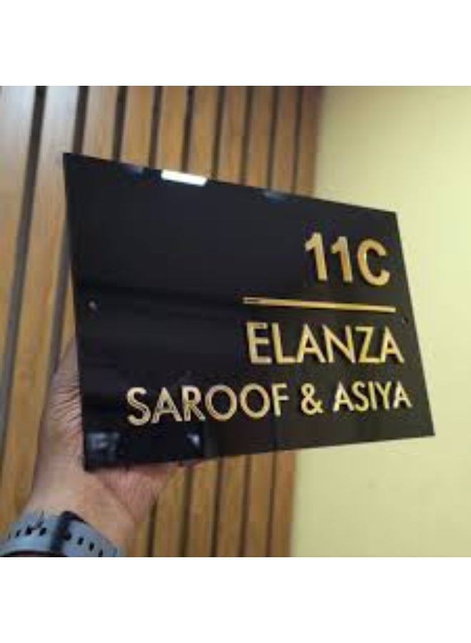 EMAAZZ LLC Customized Black Acrylic Name Plate with Gold Lettering for Office Door Home Entrance Professional Wall Name Board - Image 3